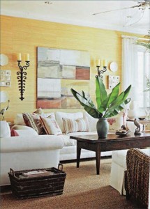 Yellow tropical living room