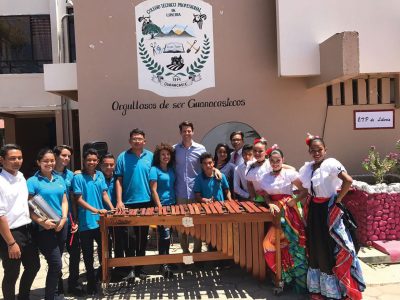 President Solis with school children & marimba