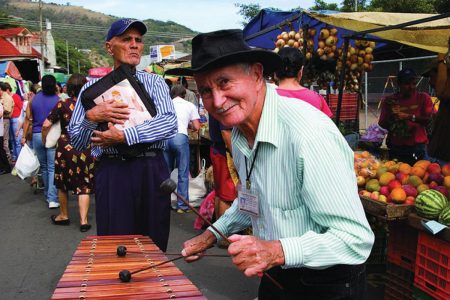Traditional Tico marimba player