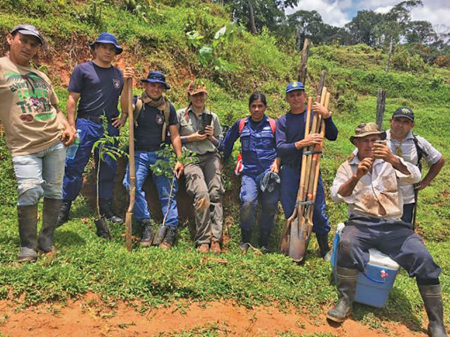 Members of Costa Rican Coast Guard & Ministry of Environment at tree planting.