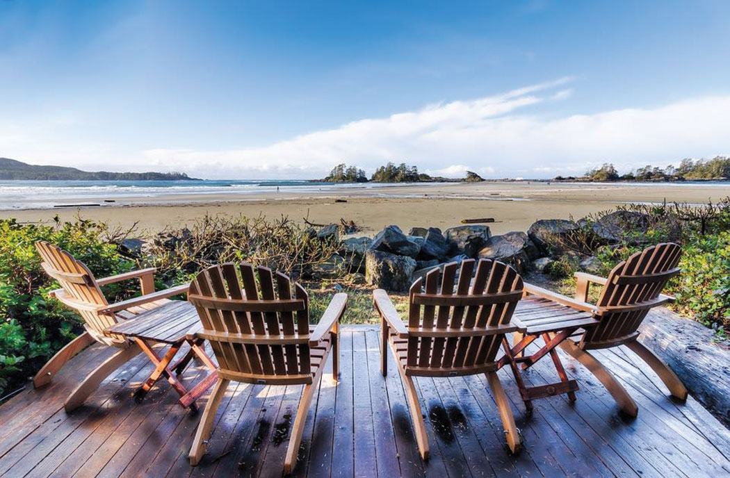 Deck chairs facing beach
