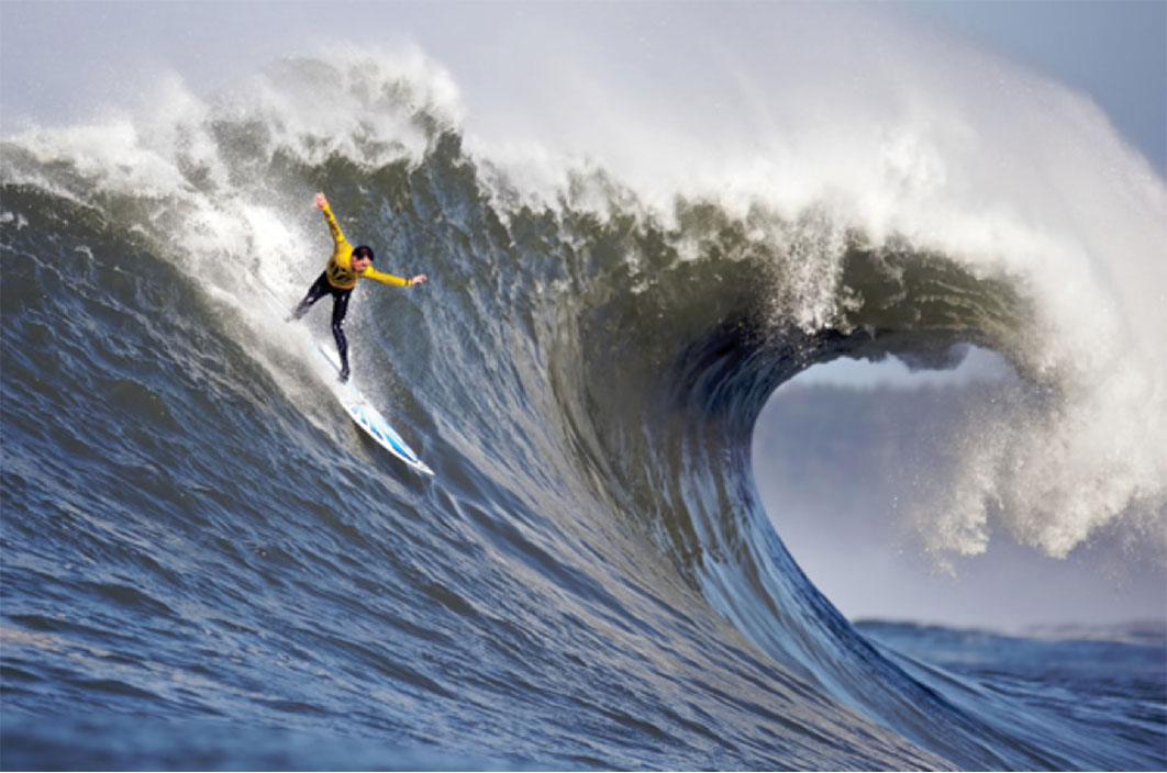 Surfer on a big wave
