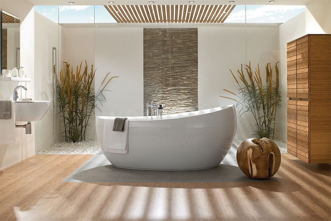 contemporary bathroom with tub