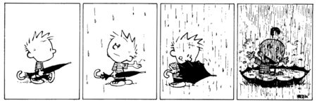 Calvin comic enjoying the rain