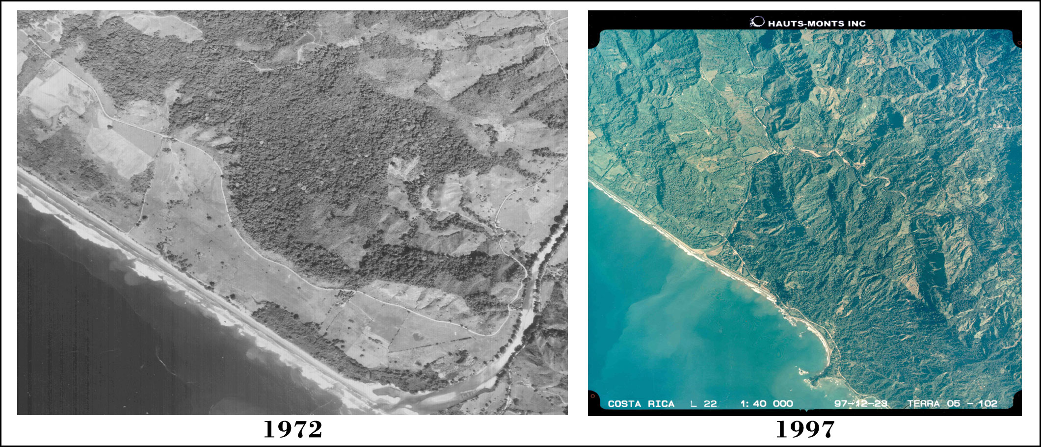 Aerials photos comparing 1972 and 1997